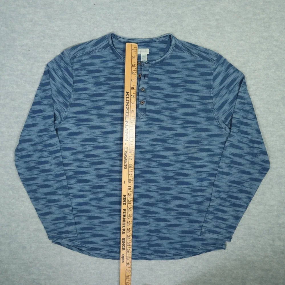 Territory Ahead Men's Blue Ikat Cotton Henley Long‎ Sleeve Shirt XL